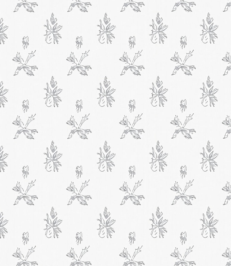 Light Gray Hand Drawn Floral Rug