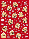 Festive Gingerbread Houses Snowflake Pattern Rug