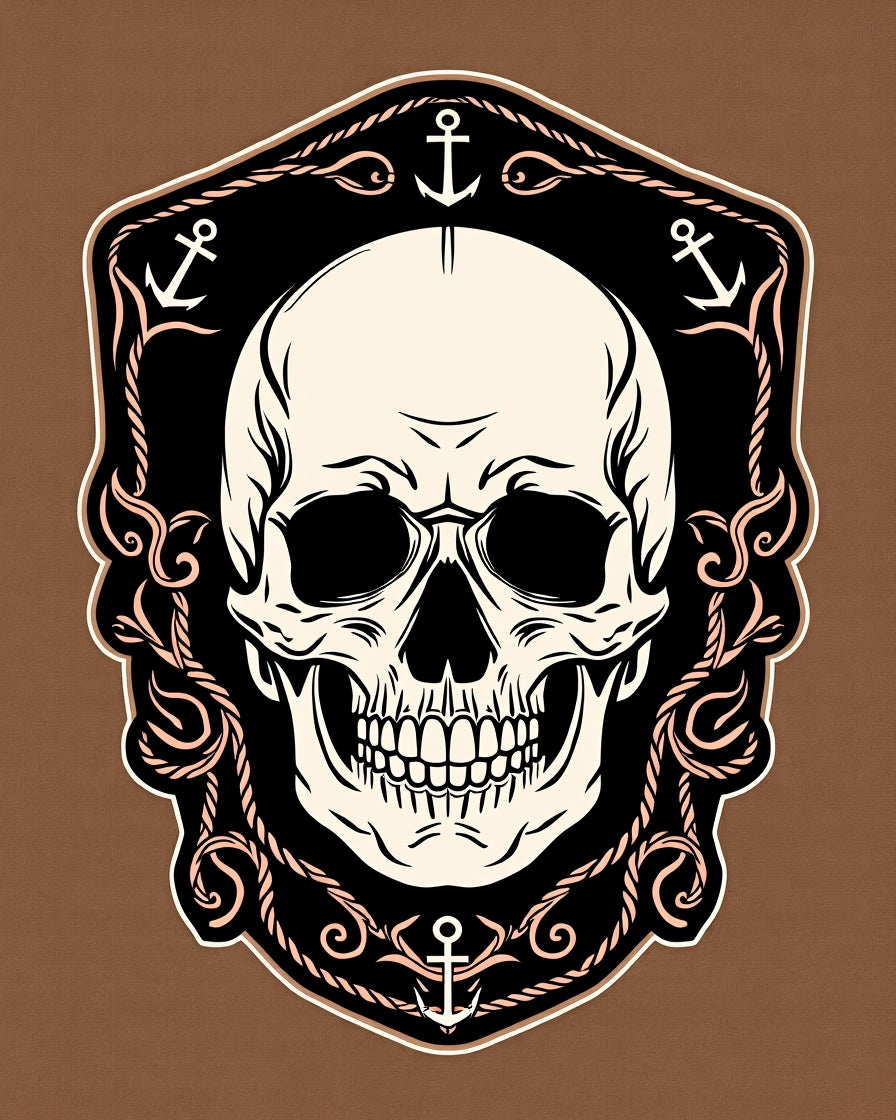 Nautical Skull Emblem With Anchors Rug