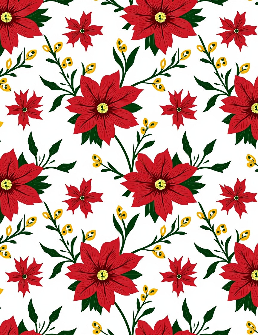 Vibrant Red Floral Botanical Art Rug
