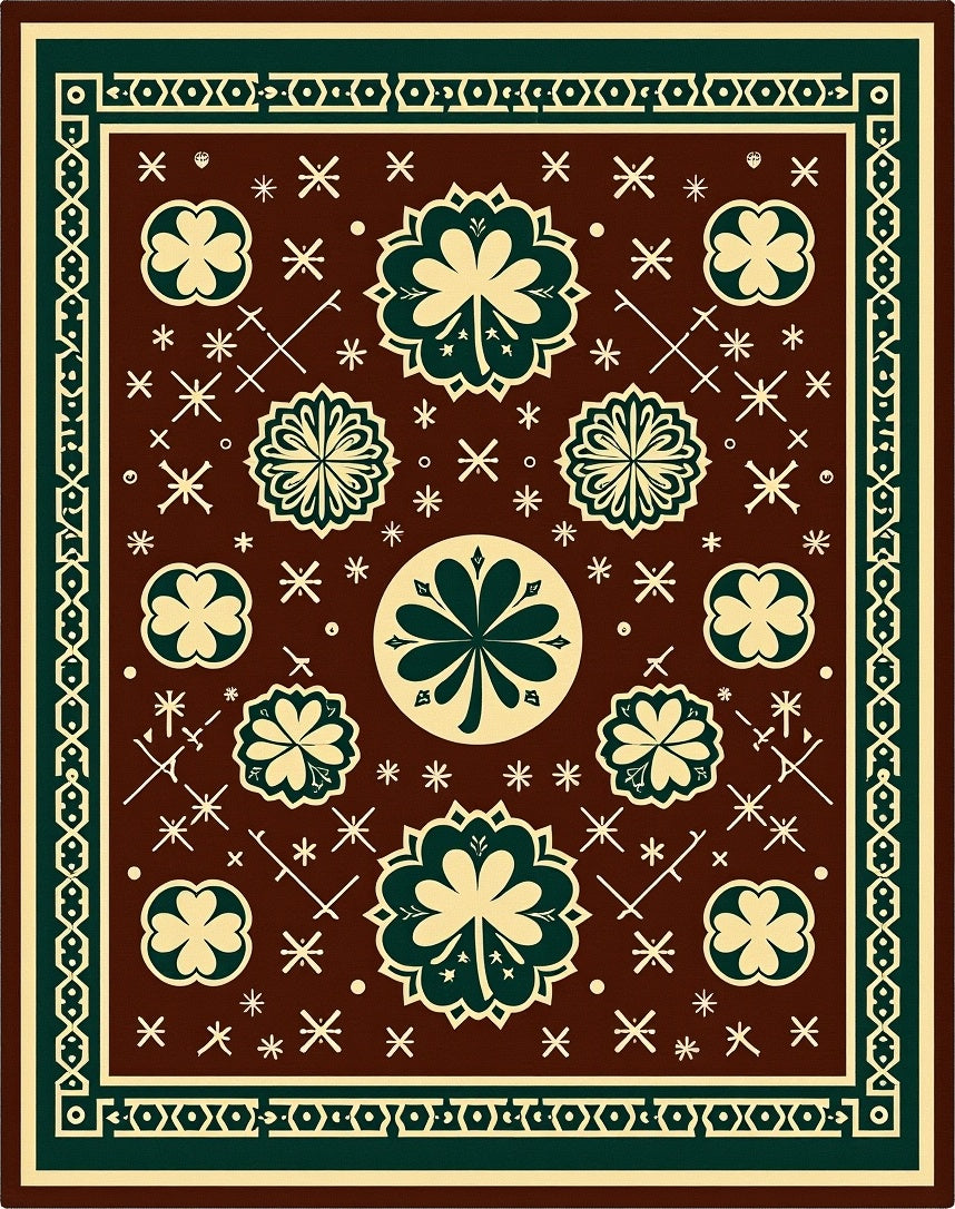 Four Leaf Clover Medallion Brown Rug