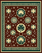 Four Leaf Clover Medallion Brown Rug