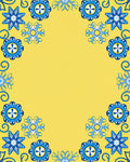 Blue Snowflake Yellow Floral Medley Rug