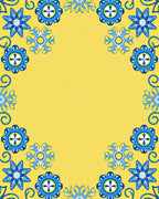 Blue Snowflake Yellow Floral Medley Rug