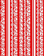 Bold Red White Vertical Stripe Curlicue Rug
