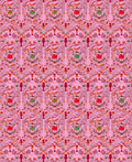 Whimsical Pink Red Floral Medallion Rug