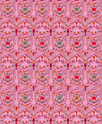 Whimsical Pink Red Floral Medallion Rug