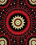 Crimson Yellow Sunburst Rays Rug