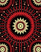 Crimson Yellow Sunburst Rays Rug