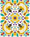 Yellow Bee Blossom Floral Garland Rug