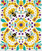 Yellow Bee Blossom Floral Garland Rug