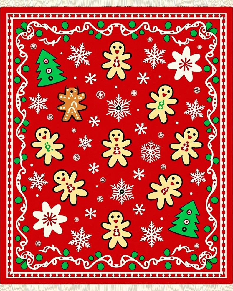 Red Gingerbread Man Snow Globe Rug