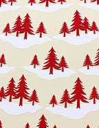 Crimson Evergreen Snowscape Hills Rug