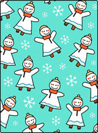 Whimsical Snowman Orange Scarf Snowflakes Rug