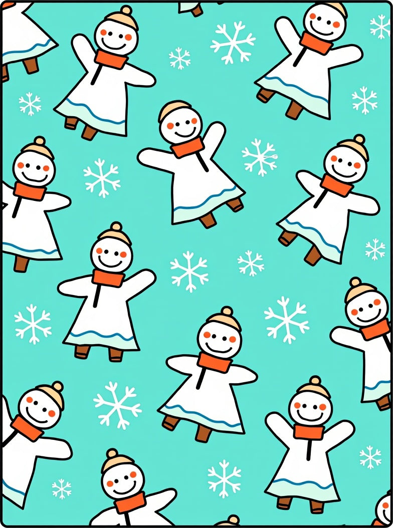 Whimsical Snowman Orange Scarf Snowflakes Rug
