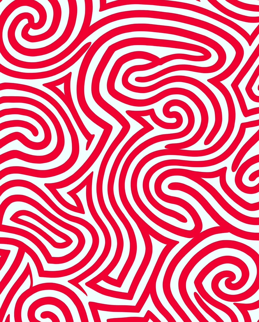 Vibrant Red Swirl Abstract Lines Rug