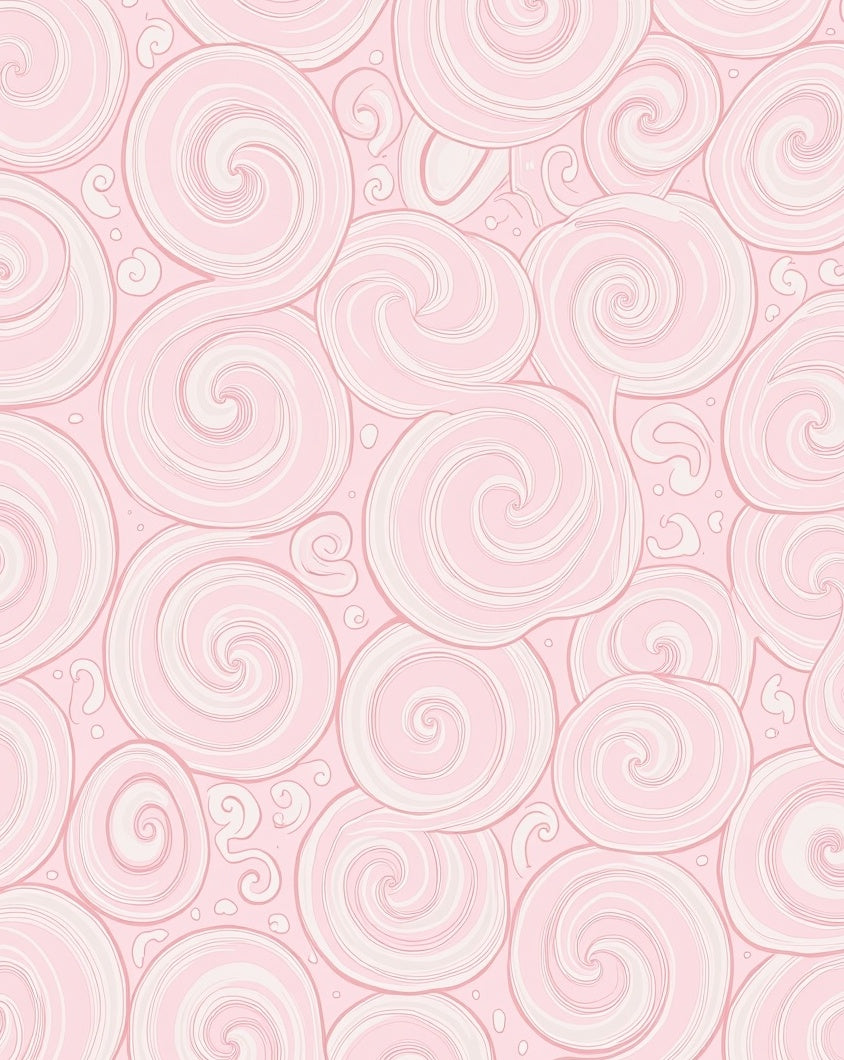 Pink Swirls Curled Clouds Rug