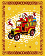 Vintage Santa Claus Reindeer Gifts Car Rug