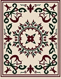 Deep Burgundy Emerald Scroll Medallion Rug