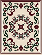 Deep Burgundy Emerald Scroll Medallion Rug