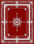 Crimson White Intricate Floral Border Rug