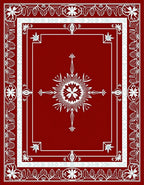 Crimson White Intricate Floral Border Rug
