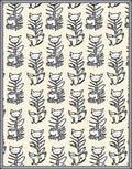 Whimsical Cat Flower Cream Rug