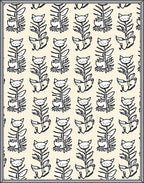 Whimsical Cat Flower Cream Rug