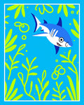 Fun Blue Shark Aquatic Plants Rug