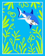 Fun Blue Shark Aquatic Plants Rug