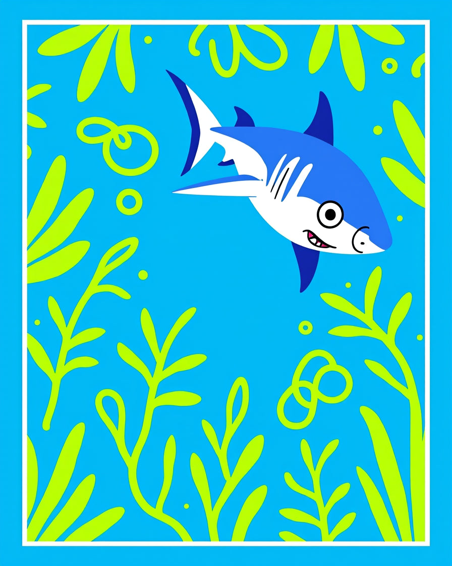 Fun Blue Shark Aquatic Plants Rug