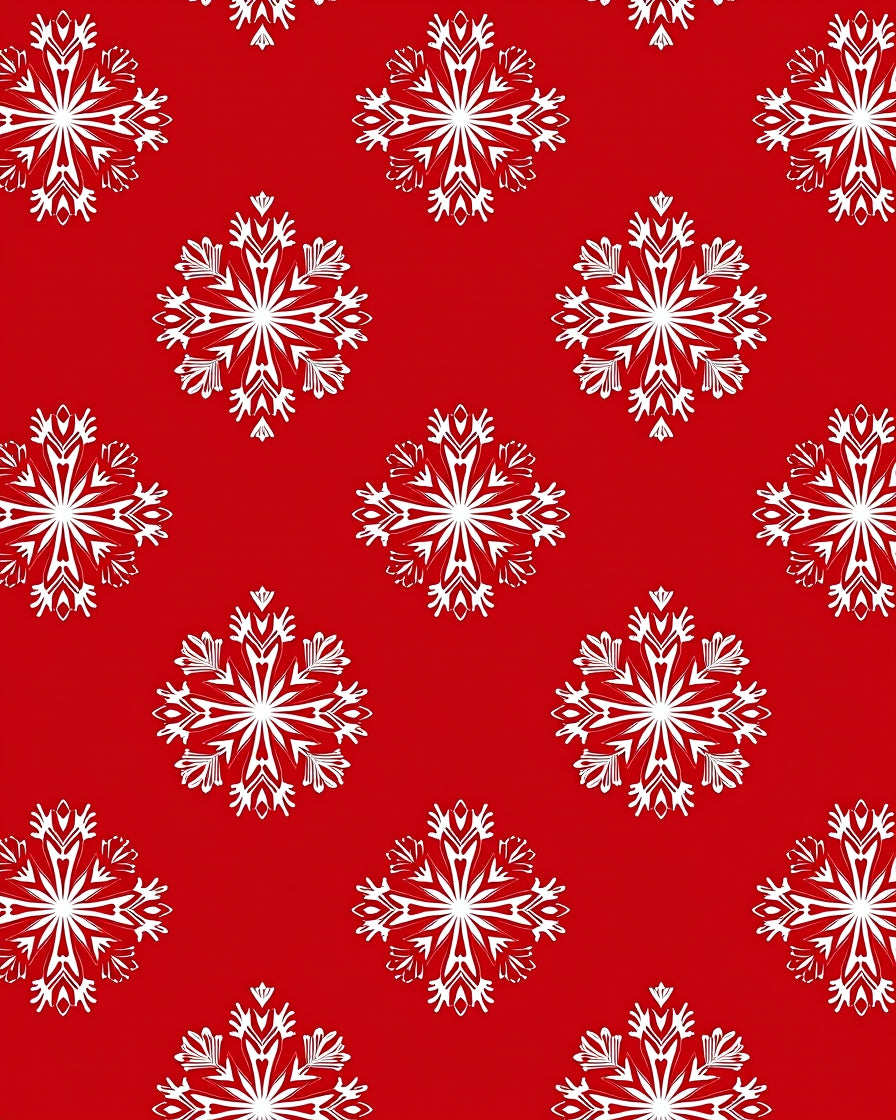 White Snowflake Red Background Rug