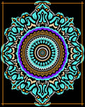 Vivid Teal Purple Mandala Bloom Rug