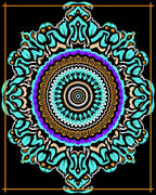 Vivid Teal Purple Mandala Bloom Rug