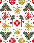 Red Gold Pine Cone Snowflake Scatter Rug