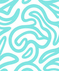 Aqua White Swirl Abstract Curves Rug