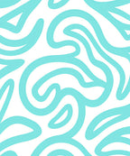 Aqua White Swirl Abstract Curves Rug