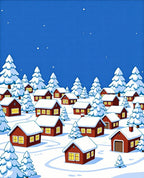 Cozy Snowy Village Scene Rug