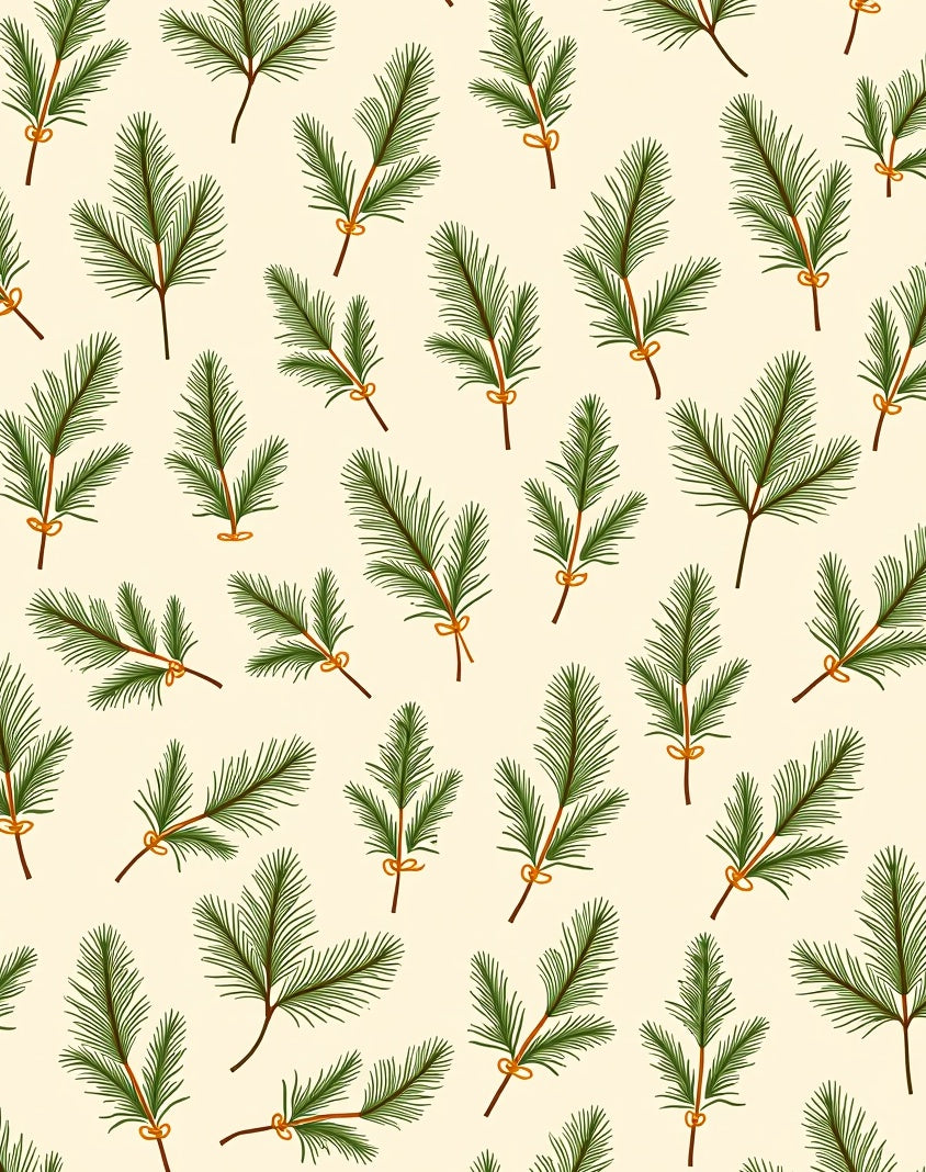 Christmas Pine Branch Repeating Pattern Rug