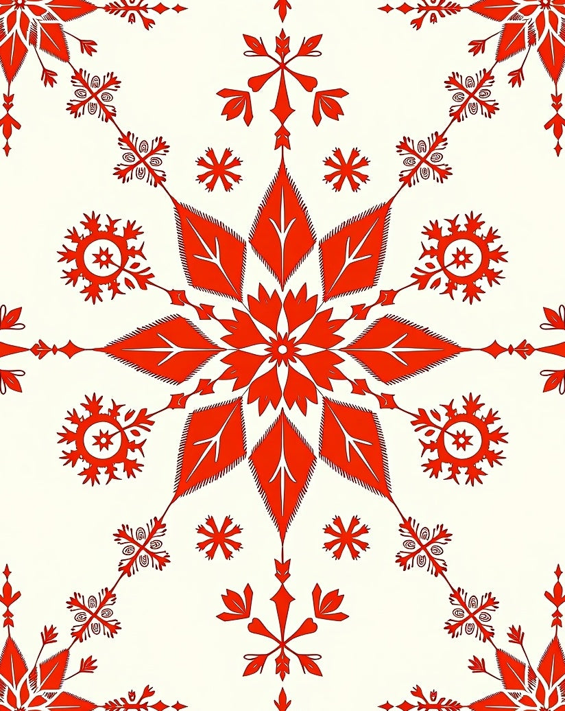 Red Orange Floral Mandala Elements Rug