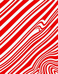 Wavy Red and White Diagonal Stripes Rug
