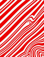Wavy Red and White Diagonal Stripes Rug