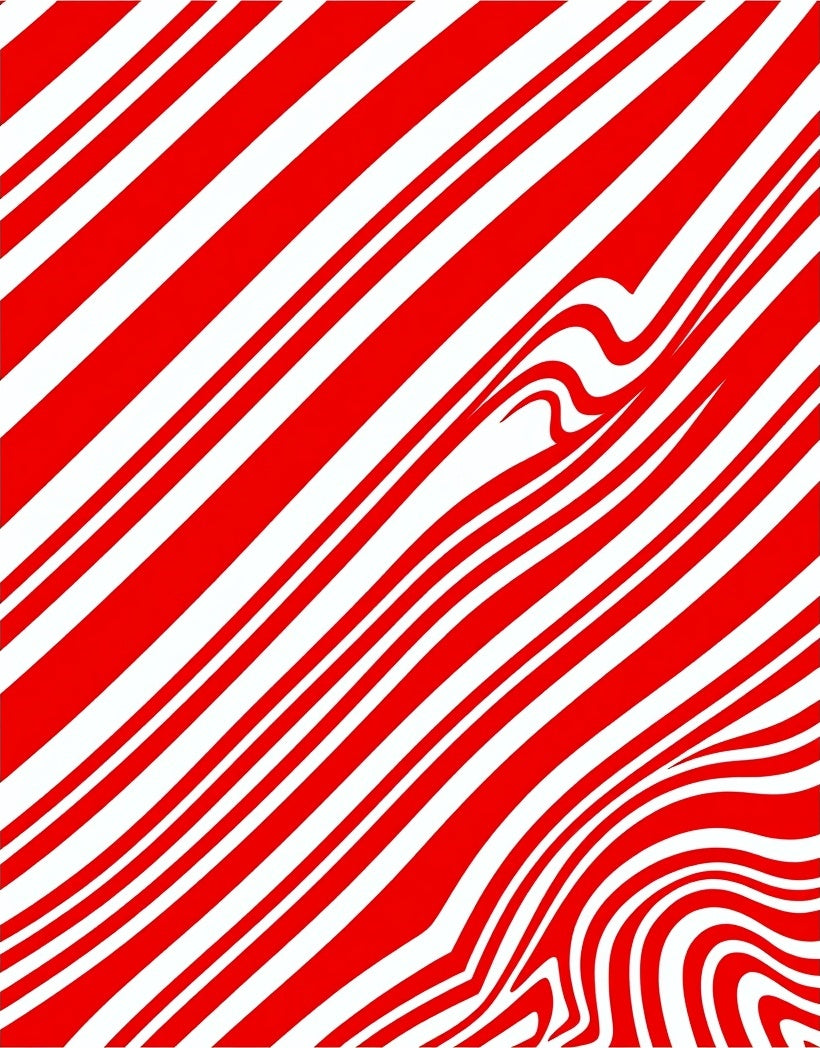 Wavy Red and White Diagonal Stripes Rug
