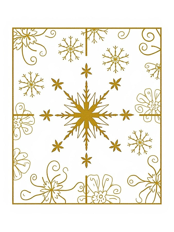 Golden Snowflake Scatter Medallion Rug