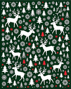 White Deer Snowflake Forest Holiday Rug