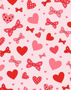 Pink Red Polka Dot Hearts Bows Rug