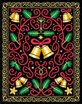 Festive Golden Bells Red Swirls Rug