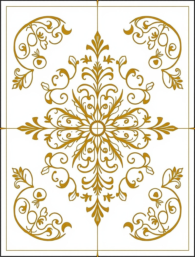 Golden Baroque Floral Medallion Rug