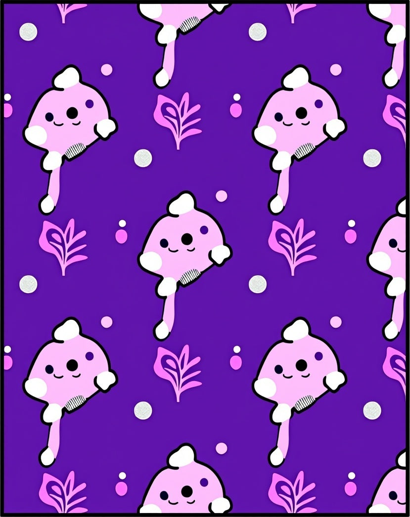 Whimsical Pink Blob Purple Garden Rug