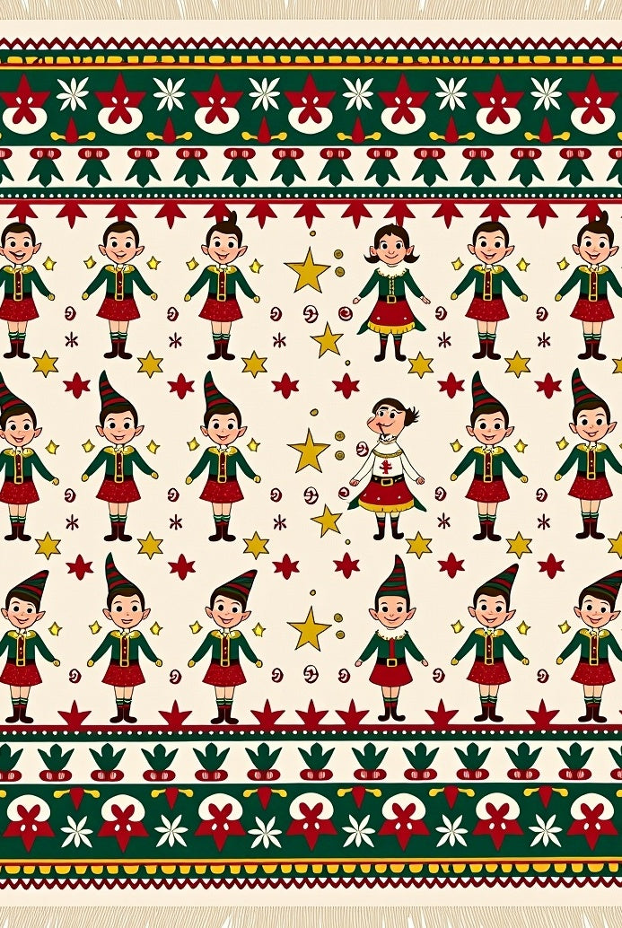 Cheerful Elves Christmas Festive Rug